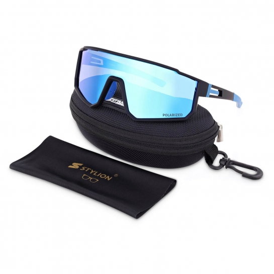 Sportowe okulary przeciwsłoneczne z polaryzacją i filtrem UV400 POL-465 Black/Blue